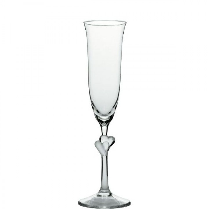6.25 Oz. L'AMOUR Flute Champagne Glass Satin Heart - 6/Case