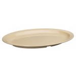 13.25" x 9.6" Oval Platters, Narrow Rim, Melamine, Tan - 12/Case