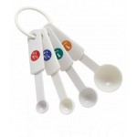 4-Piece Measuring Spoon Set, Plastic, White - 12/Case