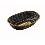 9" x 7" x 2.75" Poly Woven Baskets, Oval, Black/Gold - 12/Case