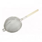 14" Double Mesh Strainer, Reinforced, Round Hdl, Nickel Plated - 6/Case