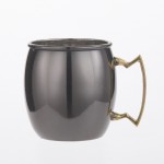 Moscow Mule Mug, Plain, Black/Brass, 16 Oz. 16 Oz., 3-3/4 Dia.x4-3/4 H - 24/Case