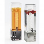 Cal-Mil 1602-3INF-13 Squared Acrylic Beverage Dispensers (Stainless Steel Base - 7.5Wx9.5Dx25.75H)