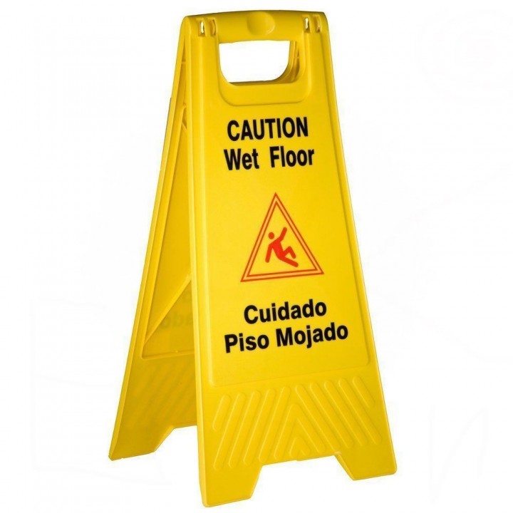 Wet Floor Caution Sign, Fold-Out, Yellow - 12/Case