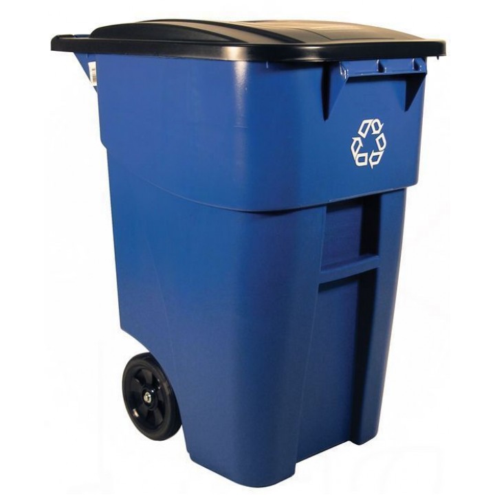 BRUTE® Recycling Rollout Container with Lid - 2/Case
