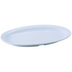 11.5" x 8" Oval Platters, Narrow Rim, Melamine, White - 12/Case