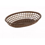 9.5" x 5" x 2" Fast Food Baskets, Oval, Brown - 36/Case