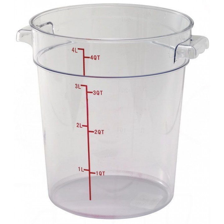 4 Ltr Round Storage Container, PC, Clear - 12/Case