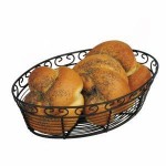10" x 6.5" x 3" Bread/Fruit Basket, Oval, Black - 24/Case