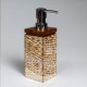 Hand sanitizer dispenser - teak carving slatted - natural color stainless pump