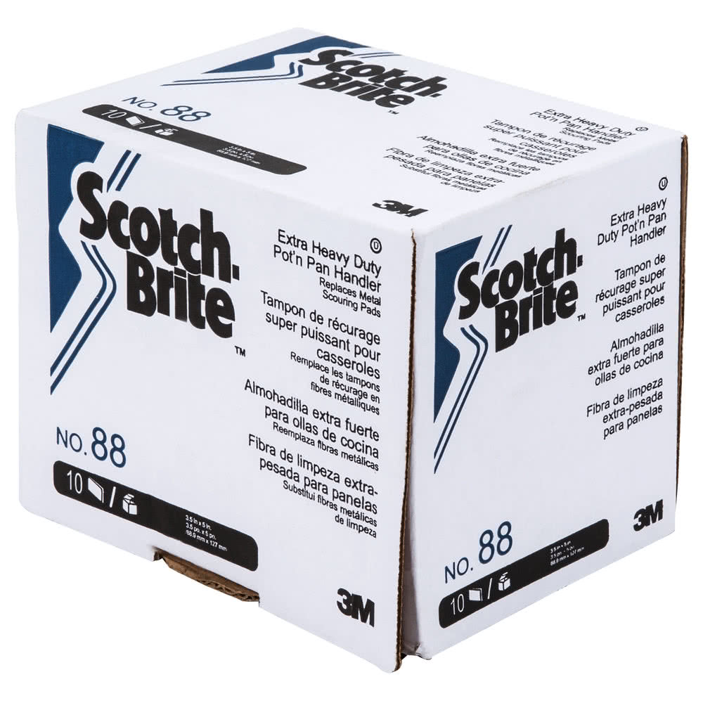 3/Pack 3M 88 Scotch-Brite 5" x 3 1/2" Extra Heavy-Duty Scour Pad 