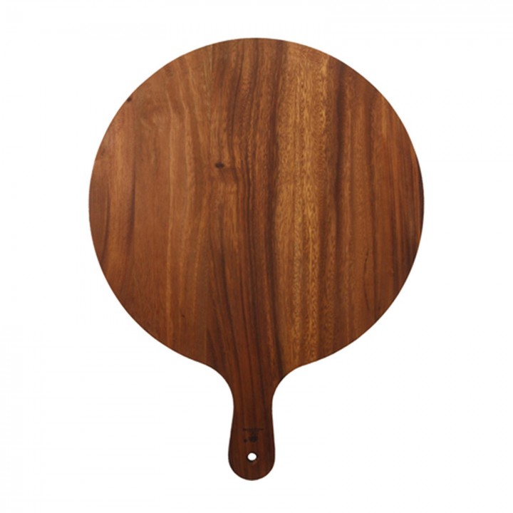 Round Pizzaboard with handle. 10''. Raintree. Oil finish
