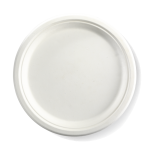 225ml Plate, Round, White ,Disposable, Eco-Friendly, Sugarcane Pulp - 125/Case