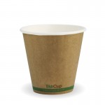 8 Oz. (90mm) Hot Cup, Single-Wall, Kraft, Green Stripe Design, Eco-Friendly, PLA Liner - 100/Case