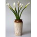 Flower vas - teak carving slatted natural color