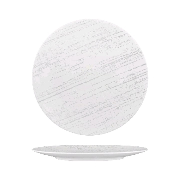 23cm Plate, Drizzle, Remark White With Grey - 24/Case