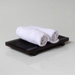 Face towel tray - teak grid horizontal walnut color