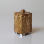 Cotton bud container - teak white wash - stainless feet