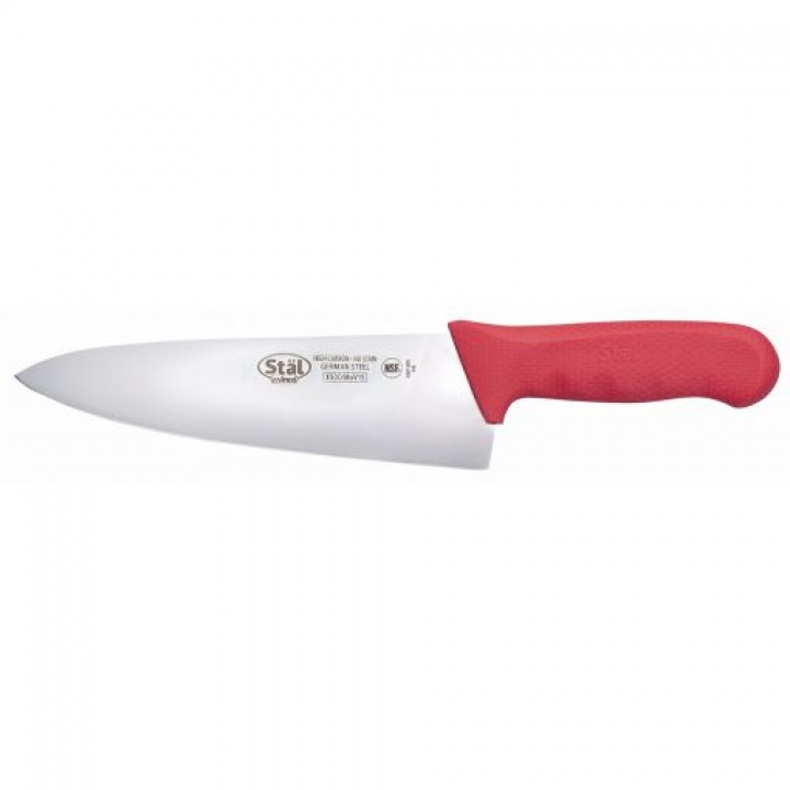 8" Cook"S Knife, PP Hdl, Stal, Red - 6/Case