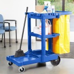 Kleaning Essentials Plastic Janitor Cart Blue With Bag