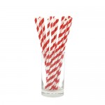 Paper Straw Regular Red & White Stripes - 25/Case 