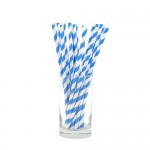 Paper Straw Regular Blue& White Stripes - 25/Case 