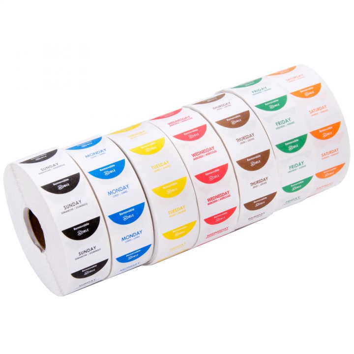  Removable Day Labels - 7 Rolls Per packet