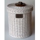 Rattan rubish bin with stainless handle white color - aluminium insert
