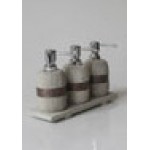 Grey stone shampoo dispenser with copper inlay - stainless pump