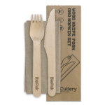 16 cm Knife, Fork & Napkin Set, Wood - 100/Case