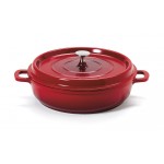 3 qt. Induction Ready Round Braiser w/ Lid, Red with Black Interior, Cast Alum  - 1/Case