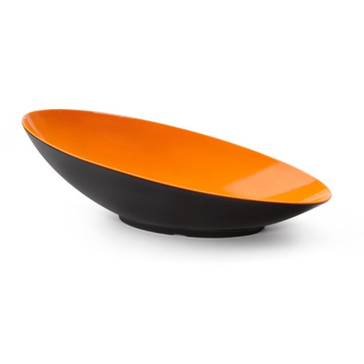 2.5 qt. Oval Cascading Bowl, Orange/Black, Melamine  - 6/Case