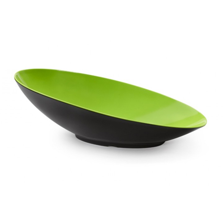 2.5 qt. Oval Cascading Bowl, Green/Black, Melamine  - 6/Case