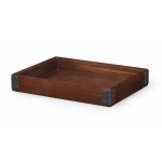 12''x9'' Rectangular Stackable Wood Display Box with Metal Brackets / Condiment Organizer  - 24/Case
