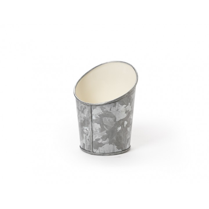 3.5'' Dia. Angled Galvanized French Fry Cup w/ Ivory Powder Coated Interior  - 72/Case