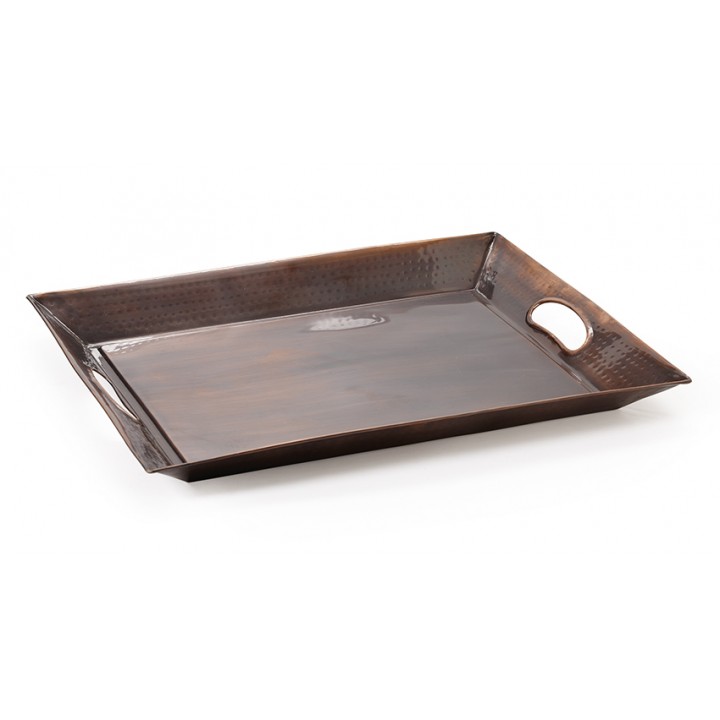 18.5''x14.25'' Rectangular Antique Copper Tray  - 1/Case