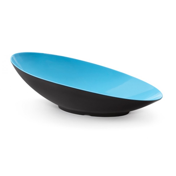 2.5 qt. Oval Cascading Bowl, Blue/Black, Melamine  - 6/Case