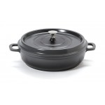 3 qt. Induction Ready Round Braiser w/ Lid, Gray with Black Interior, Cast Alum  - 1/Case