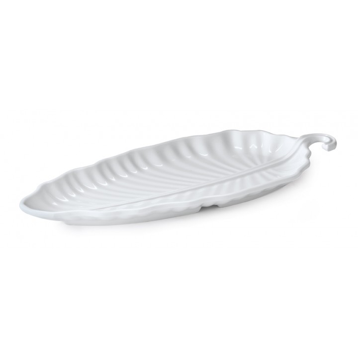 15.5''x6.25'' Leaf Platter, White, Melamine  - 12/Case