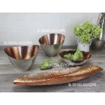 27.5''x6'' Oval Copper Plated Aluminum Tray with Hammered Finish  - 1/Case