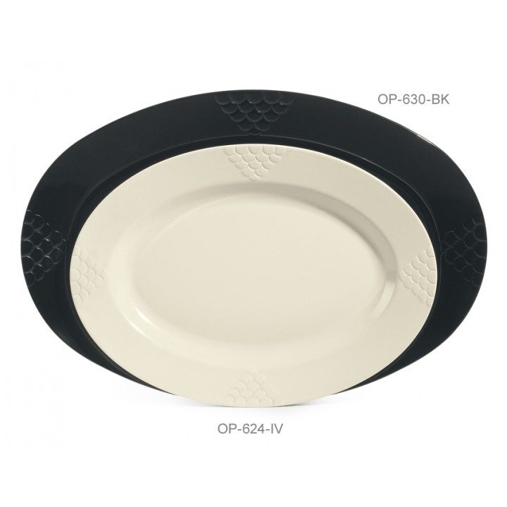 23.25''x16.75'' Oval Platter, Black, Melamine  - 6/Case