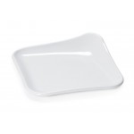 4'' Square Plate w/ One Raised Corner, White, Melamine  - 48/Case