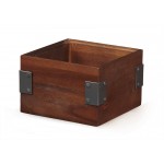 6'' Square Stackable Wood Display Box with Metal Brackets / Condiment Organizer  - 12/Case