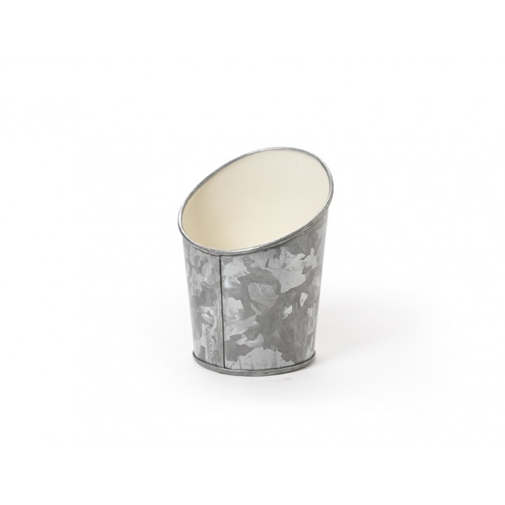 5'' Dia. Angled Galvanized French Fry Cup w/ Ivory Powder Coated Interior  - 72/Case