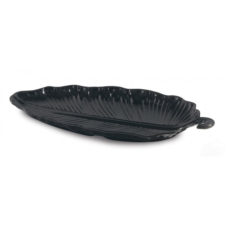 25''x13.75'' Leaf Platter, Black, Melamine  - 6/Case