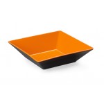 2.5 qt. Square Bowl, Orange/Black, Melamine  - 6/Case
