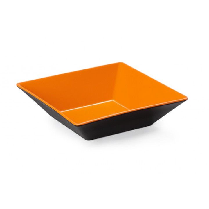 2.5 qt. Square Bowl, Orange/Black, Melamine  - 6/Case