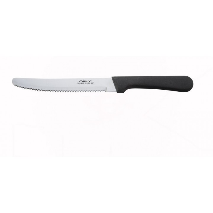 5" Steak Knives, Blade, PP Hdl, Round Tip, Black - 12/Case
