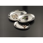 Stainless Steel, Hammered Tray, Oval, Large 20 Lx15-1/2 Wx1-1/8 H - 6/Case