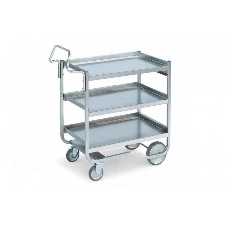 3-Shelf Heavy-Duty Knock-Down Stainless Steel Cart. Height between shelves lover 25.4 cm, 25.6 upper